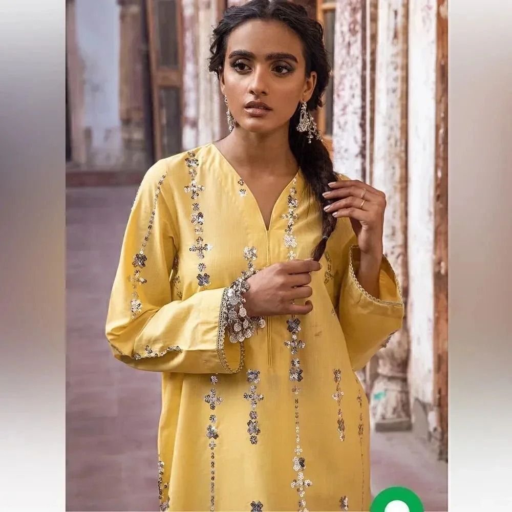 ETHNC PK PAKISTANI DESIGNER EMBROIDERED SHIRT KURTA - Picture 3 of 10
